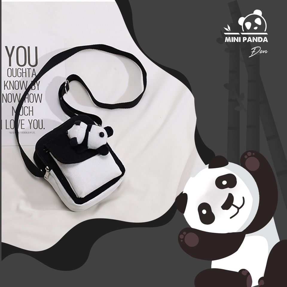 Túi đeo chéo mini gấu trúc vải canvas là phụ kiện bạn có thể mang theo bất cứ đâu, bất cứ hoàn cảnh nào