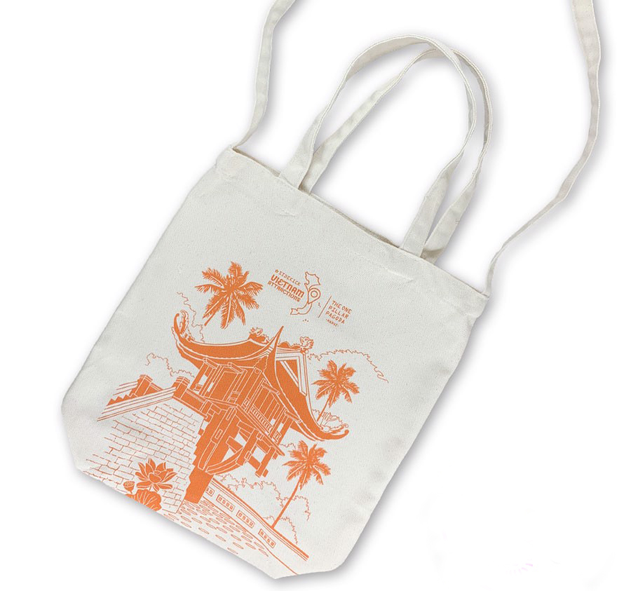 Các mẫu túi vải canvas trong bộ sưu tập "Vietnam Attractions in hình biểu tượng đặc trưng của các tỉnh thành Việt Nam