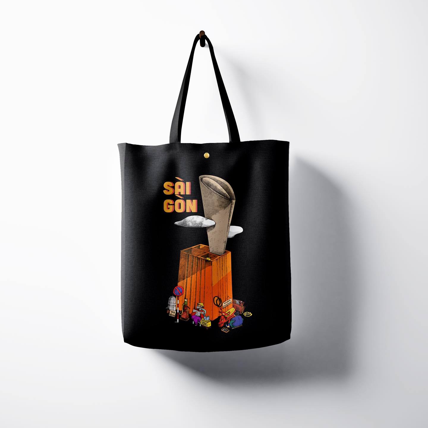 Túi vải canvas basic in hình rất quen thuộc, rất tự nhiên, rất Saigon.