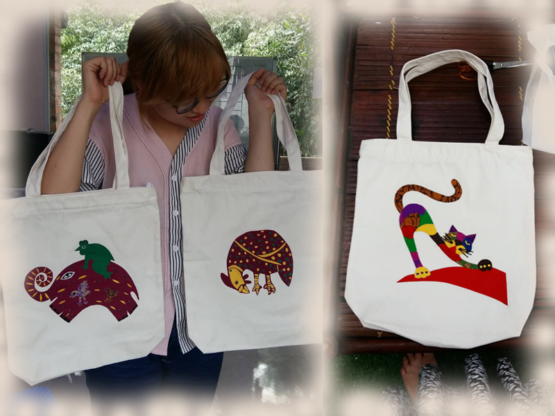 Túi tote canvas ghép tranh dân gian Đông Hồ - Túi Vải Bố HCM
